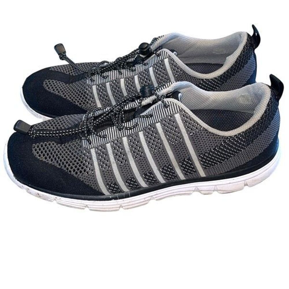 Apex Mens Bolt Striped Knit Low‎ Top Sneakers Running Shoes Black Gray Size 12.5